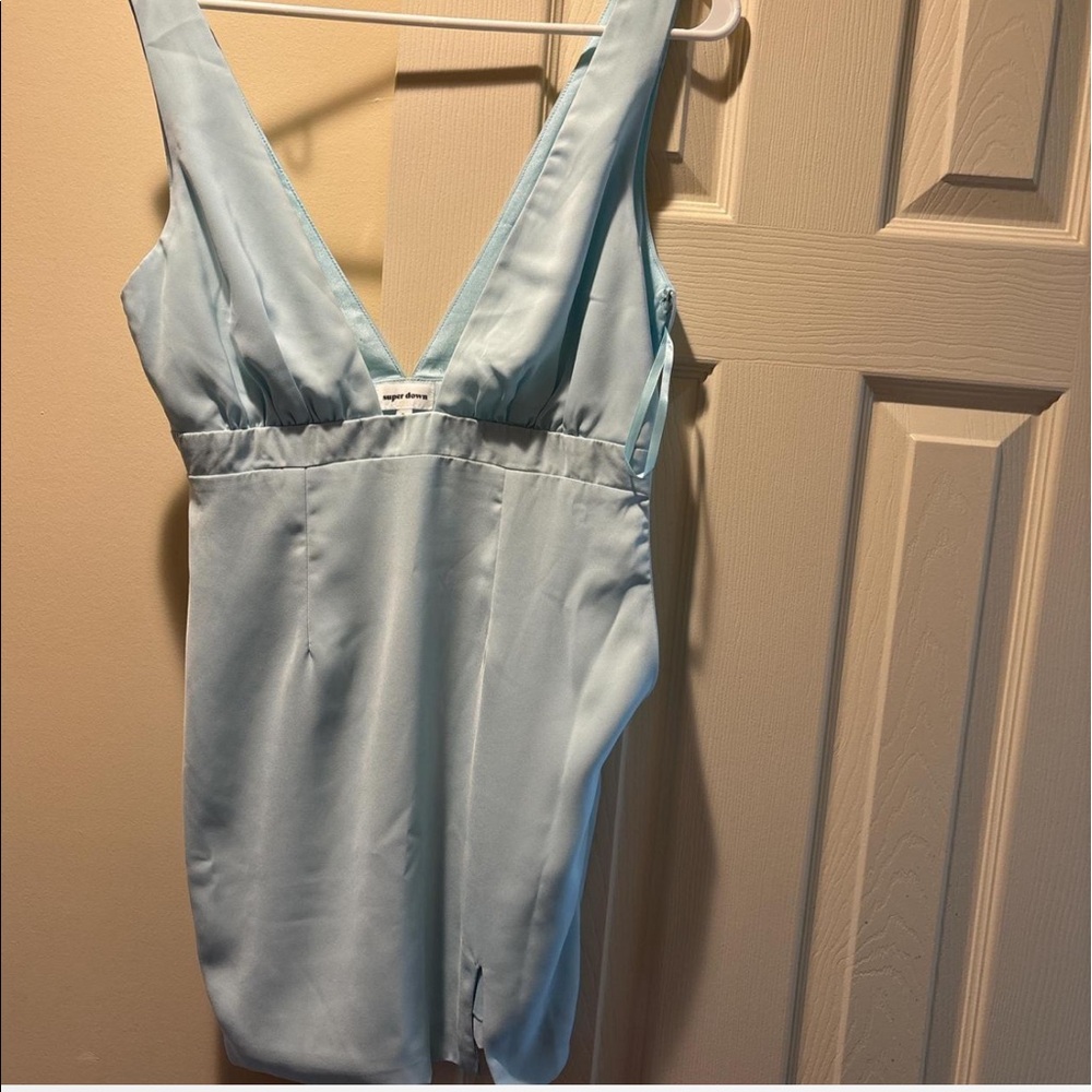 Super down mint mini dress